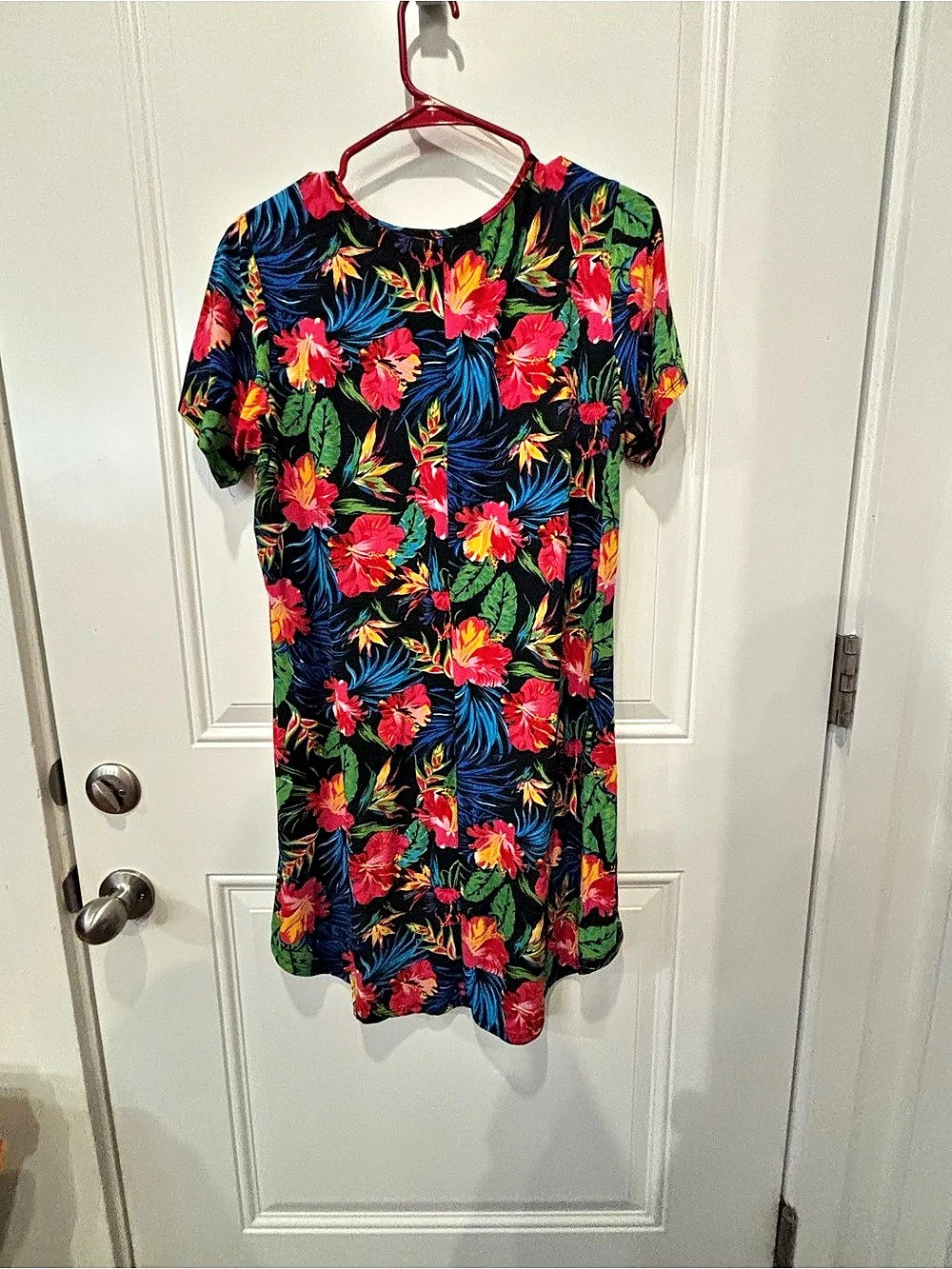 Bobbie Brooks XL Floral Blouse (or Mini Dress) 20in Black & Multicolor